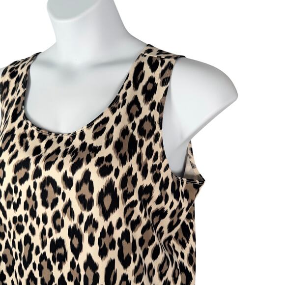 Chico's Tank Top Shell Womens 3 / US XL Animal Print Scoop Neck Nylon Stretch - Picture 4 of 13